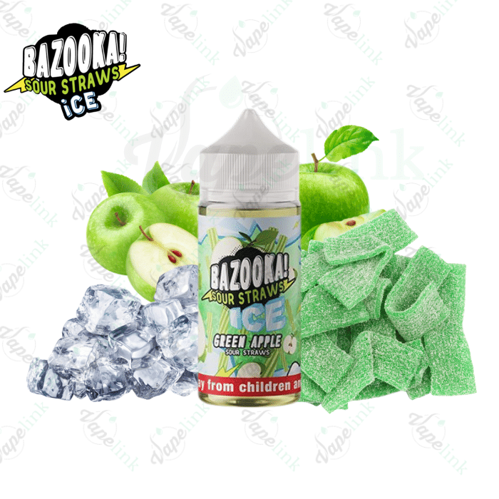 Bazooka Sour Straws | ICE | Green Apple 100ml