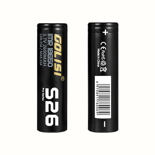 Golisi S26 18650 2600mAh 35A Max Batteries with Case (2pcs/pack)